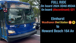 (FULL RIDE) On board 2024 XD40 #9344 on the Q21 to Howard Beach 164 Av