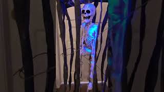 Animated light-up skeleton in cage
