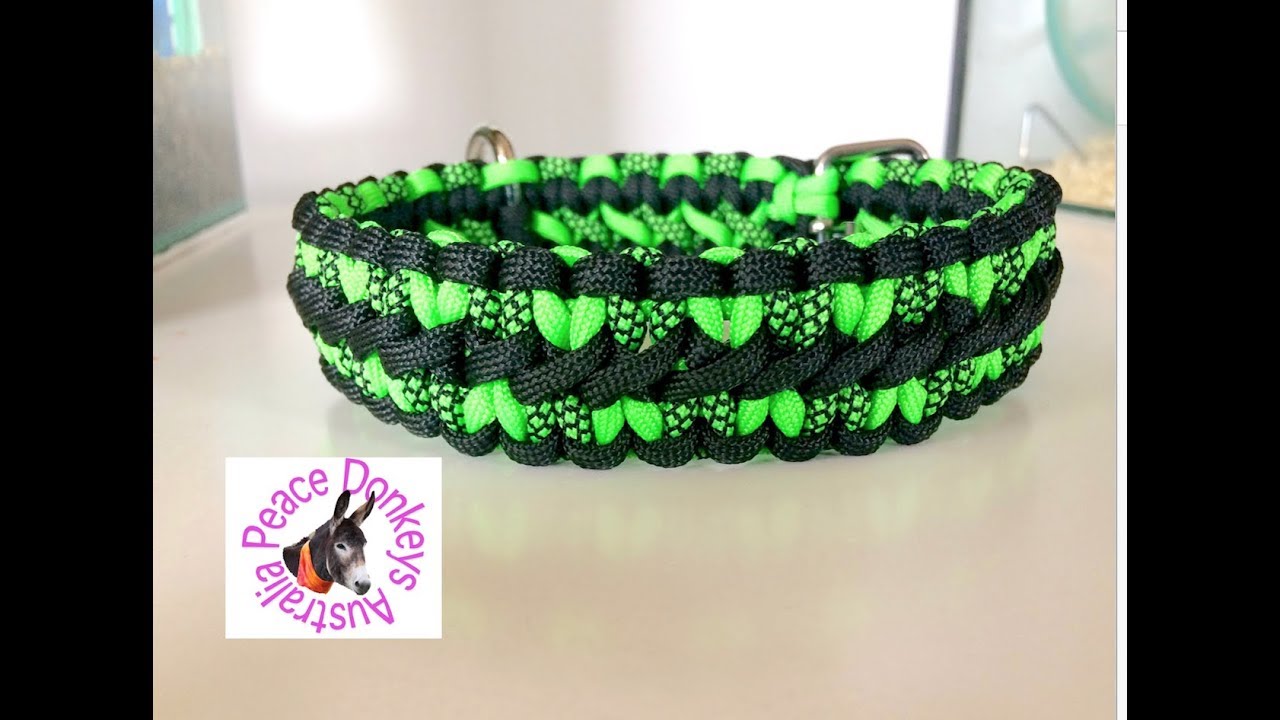 Wide solomon hearts pattern paracord dog collar - 3 colours (adjustable) 
