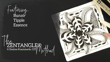 ZENTANGLE® Tile #11 | Bunzo on Square Tile | No Voice (Beginner Zentangle Tutorial)
