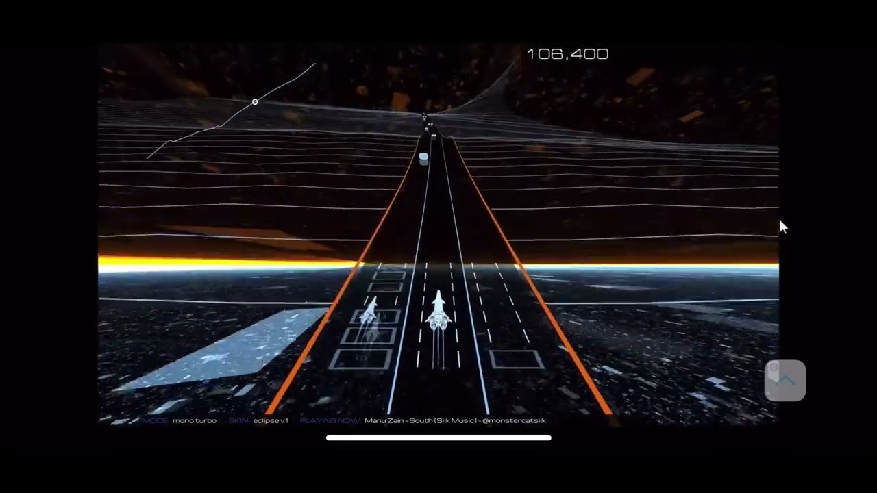 Audiosurf 2 Ep. 2624: Manu Zain - South. 142K score. Mono Turbo.