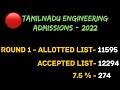 Live : Round 1 Status_ TNEA Counselling 2022