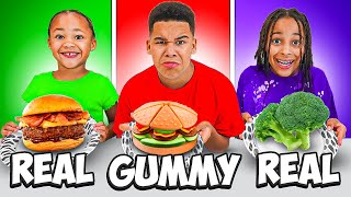 CALI DOES REAL vs GUMMY FOOD CHALLENGE!