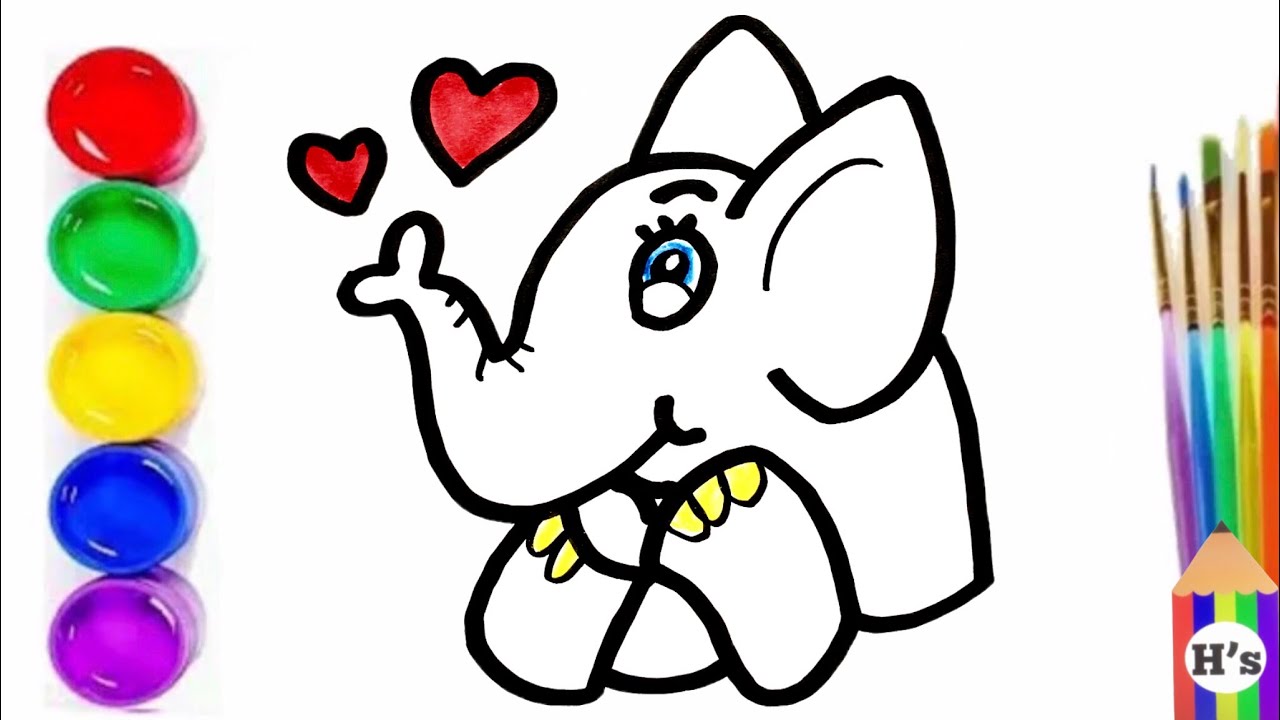How To Draw a Cute Elephant | Bolalar uchun fil rasm chizish | рисунок ...