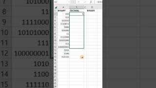 Celebrity How to Convert Binary Numbers to Decimal Numbers with MS Excel #shorts Wealth