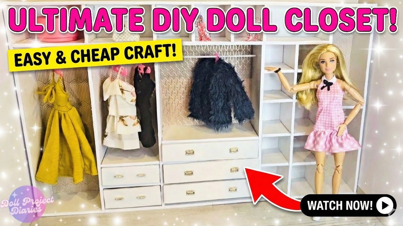 How to make a Barbie CLOSET?  DIY for Dolls #barbie #diy #miniatures #dollcloset #wardrobe