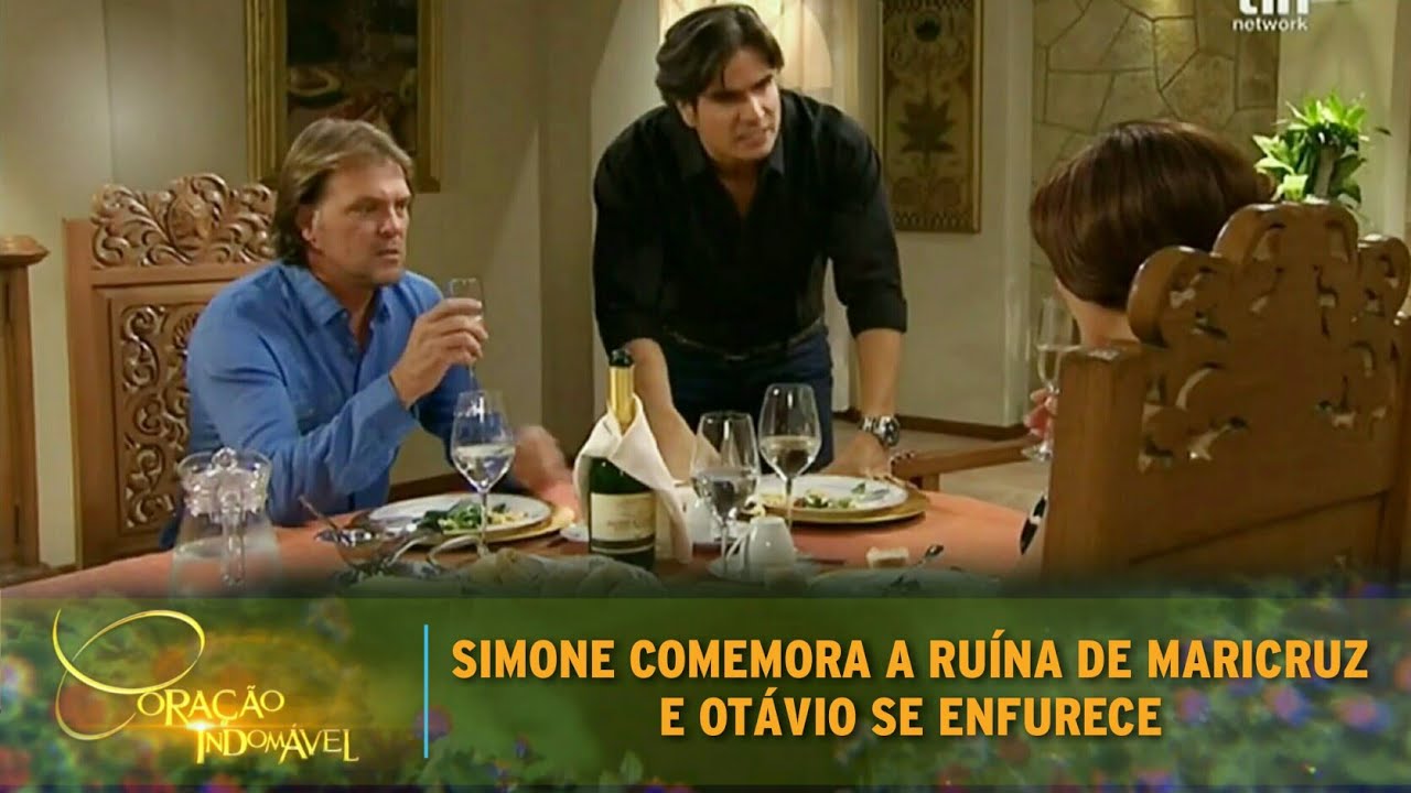 Coração Indomável - Simone comemora a ruína de Maricruz e Otávio se enfurece