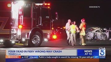 4 dead in fiery wrong way crash in Temecula