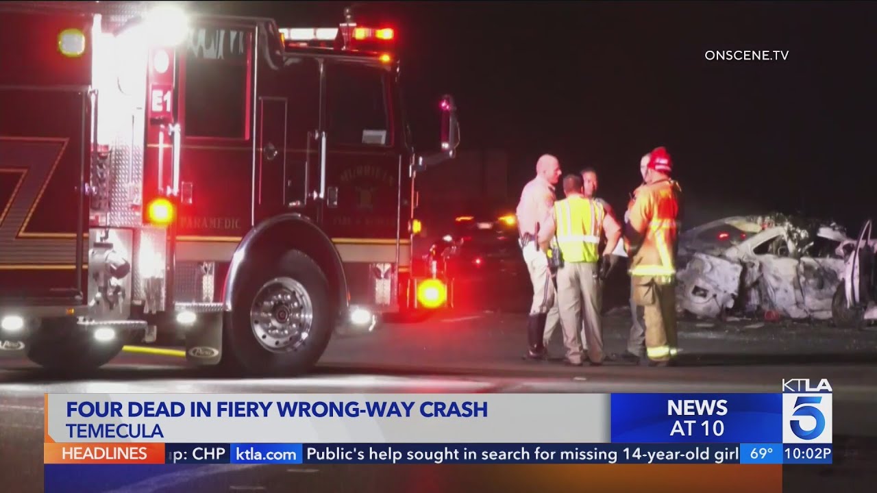 4 dead in fiery wrong way crash in Temecula - YouTube