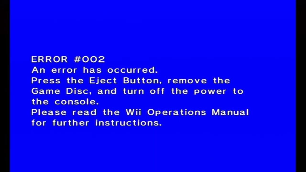Wii Blue Screen of Death (ERROR 002) YouTube