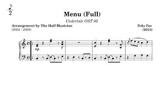 Undertale OST 093 - Menu (Full) | FULL OST SOLO PIANO