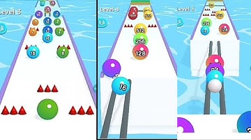 BALL RUN 2048 Game All Levels New Update level 3-4  2048 Rainbow balls