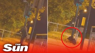 Sadiq Khan's ULEZ camera is cut down at night by man with angle grinder
