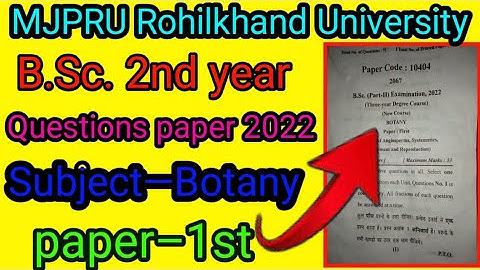 B.Sc second year Botany Question paper 2022  paper 1st|| mjpru Rohilkhand University ||B.Sc.2nd year