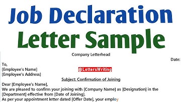 Job Declaration Letter Sample | Declaration Letter
