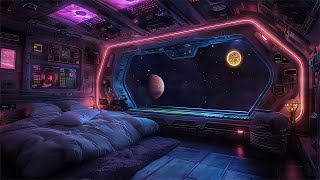 Escaping the Galaxy | Neon Sci-Fi Space Ship | Calm Space | Soothing Space Sounds for Deep Sleep