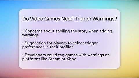 Do Video Games Need Trigger Warnings? - Everyday-Networking
