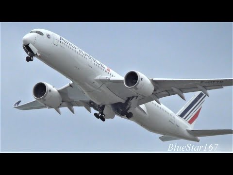 Air France Airbus A350-900 (F-HTYR) takeoff from KIX/RJBB (Osaka - Kansai) RWY 06R