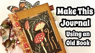 Junk Journal From and Old Book Tutorial / Easy No Sew Journal Pockets / Rounded Lace Covered Spine