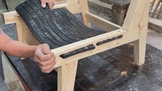 How To Make A Lowcost Outdoor Chair From Wood And Old Tires // Creative Wood Ideas