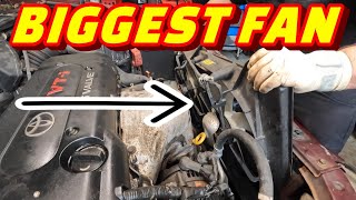 HOW TO REMOVE A FAN ASSEMBLY WITHOUT REMOVING YOUR RADIATOR ON A TOYOTA CAMRY 2.4L ENGINE!