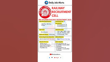 RRC Recruitment 2025 | Indian Railways | New Vacancy | Daily Job Alerts #shorts