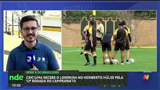Criciúma recebe o Londrina pela Série B no Heriberto Hülse