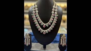Ruby 2 Layer Ad Stone Haram Set With Earrings shorts blackpink