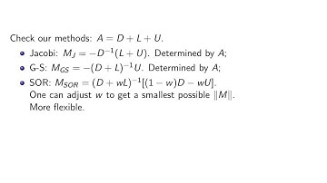 ch7 6.  Iterative Solvers. Convergence Analysis. Wen Shen
