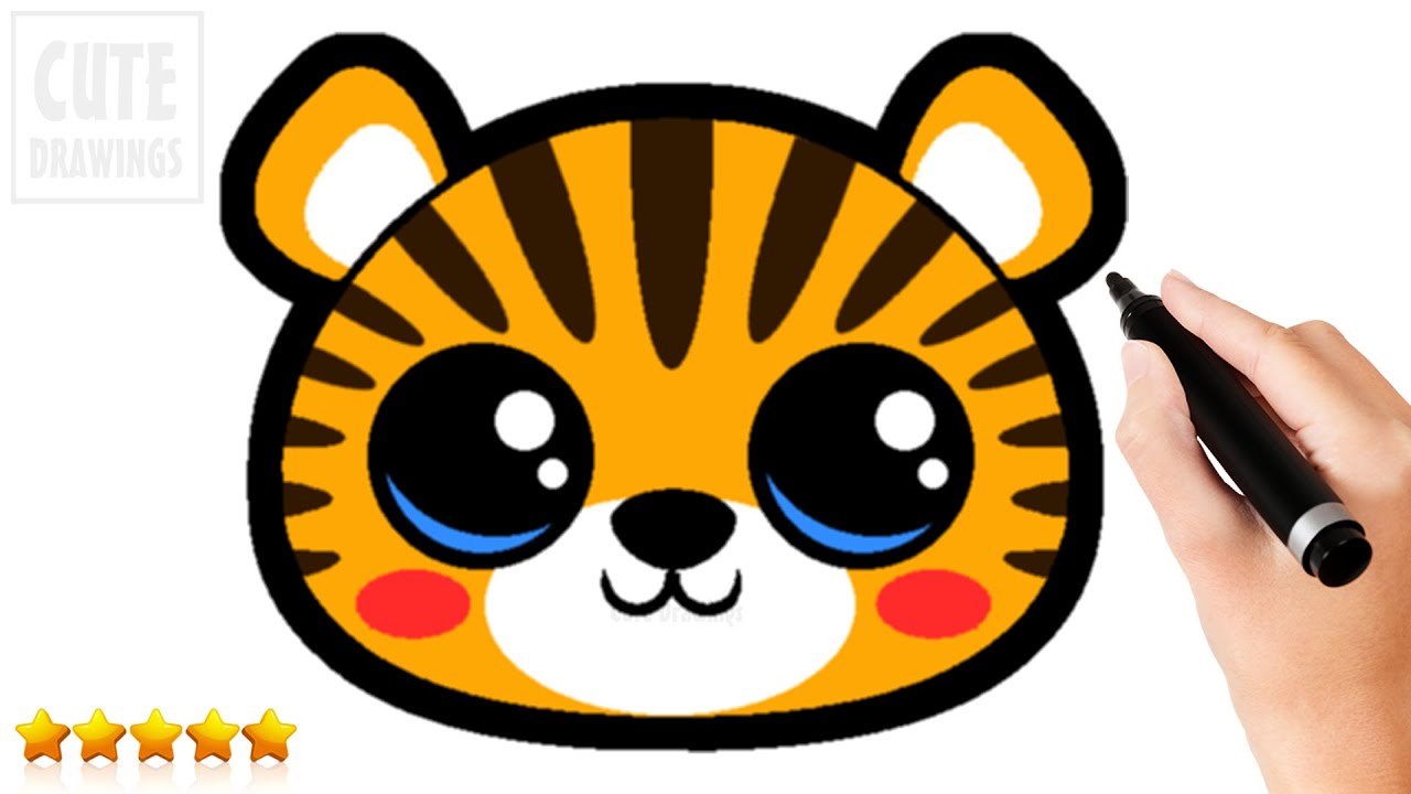 How to Draw a Cute Baby Tiger Face ???? - YouTube