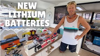 New batteries!  We Upgrade to Lithium!         #lithium  #batteryinstall #sailing              Ep 36