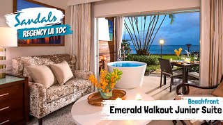 Emerald Beachfront Walkout Junior Suite Webt Sandals La Toc, St Lucia Tour Review 4K