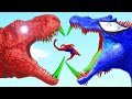 All Big Superhero Dinosaurs Battle in Jurassic Word Spiderman T-Rex vs Dinosaur Superman Spinosaurus