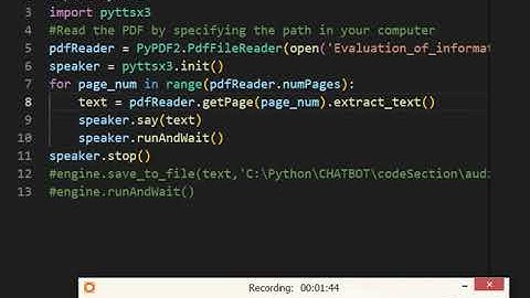 Create a Audio Book by Python convert Pdf file to mp3 file by python