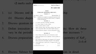 Bsc 1St Sem Inorganic Chemistry Question Paper 2021Bsc 1St Year Inorganic Chemistry Pup University