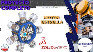 ✅Diseño 3D Motor Estrella en SOLIDWORKS | Proyecto Completo