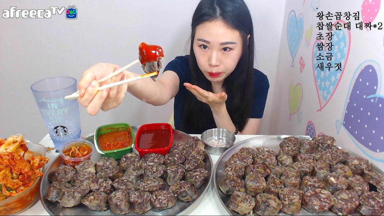 찹쌀순대 초장 쌈장 소금 새우젓 종결 먹방 Mukbang (eating show) 170701