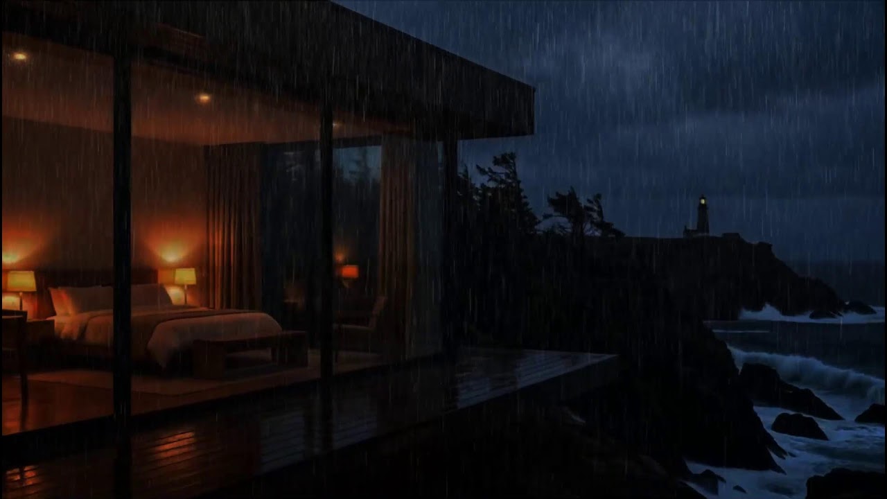 Rainy Night at the Lighthouse 🌊 Ocean Storm Ambience for Sleep, Study & Total Relaxation