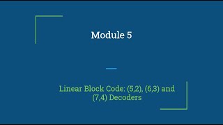 Digital Communication: 3.5 Error Control Systems Module 5 by Prof. Biju Balakrishnan Guide