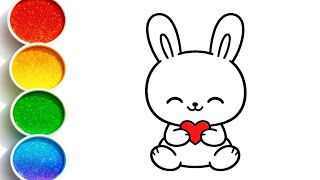 Cute Rabbit Easy Drawing Painting Coloring For Kids and Toddlers - Kids Art