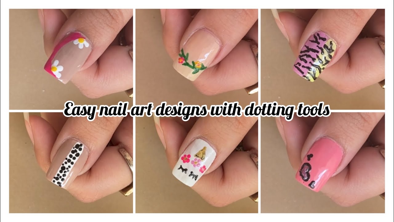 NAIL ART: 8 Different Beginner Dotting Tool Gel Designs - YouTube