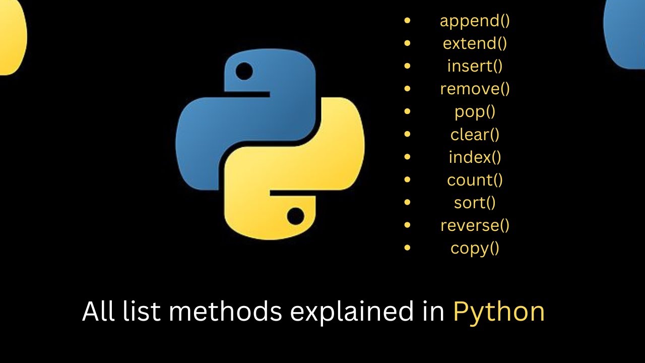 All List methods explained in Python - YouTube