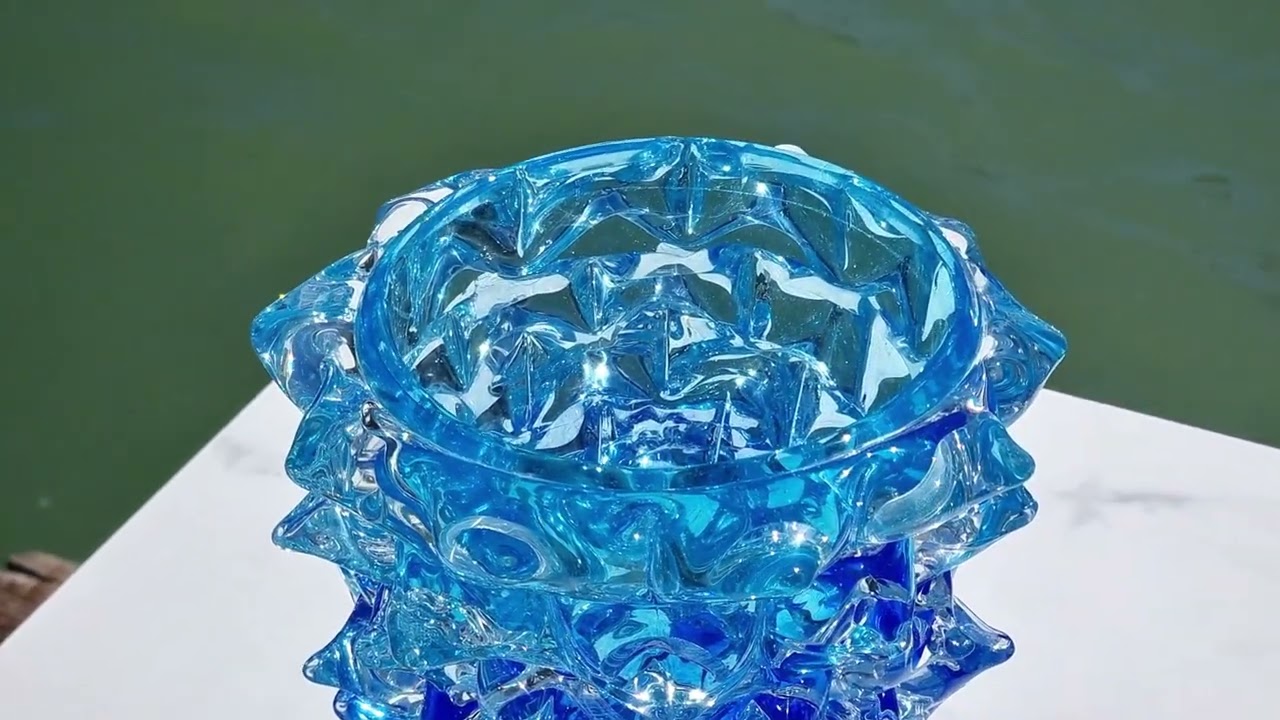 Thorns Vase - Blue - Original Murano Glass - YouTube