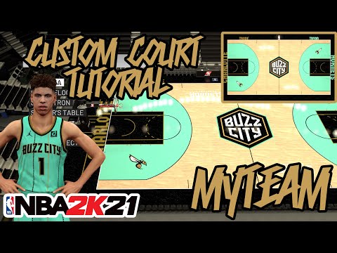 CHARLOTTE HORNETS CUSTOM COURT TUTORIAL! BUZZ CITY MINTED ARENA! HOW TO  MAKE! NBA 2K21 MyTeam! 