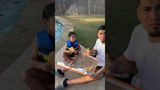 Mom catches dad and son eating pizza without her so she does this #shorts