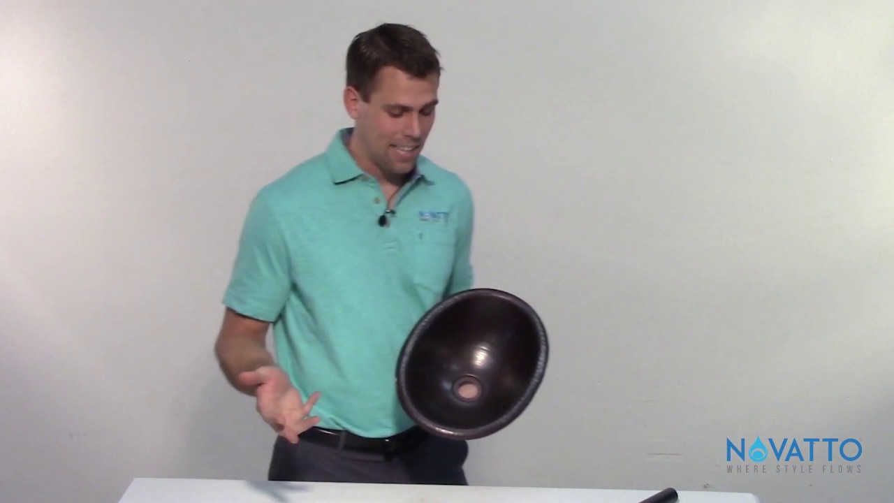 Product Demo of Small Oval Copper Drop-in Bath Sink in Antique TCU-005AN