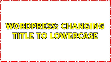 Wordpress: Changing title to lowercase (2 Solutions!!)