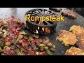 Rumpsteak grillen auf der Feuerplatte