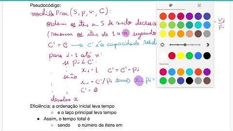 Aula 12.06 - Algoritmo Guloso para Mochila Fracionária: Pseudocódigo e Eficiência (PAA)