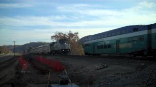 Amtrak Dash 8-32BWH #503 meets a Coaster Train in Sorrento Valley - 12/5/12